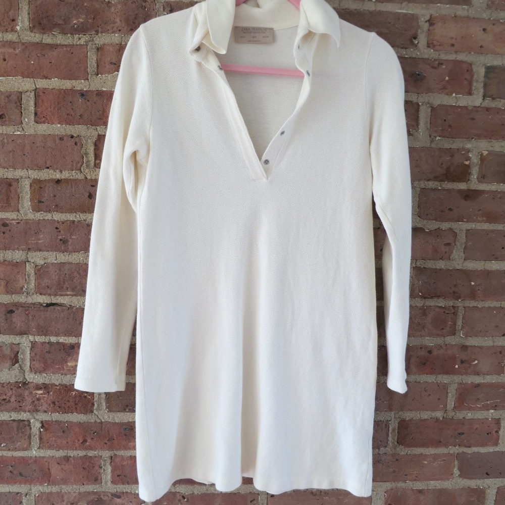 ZARA Trafaluc Women's Long Sleeve Collared Polo Sweater Dress Medium